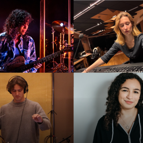 Berklee Valencia Graduate Students Liana Polanco, Alice O'Conor, Harvey Morland, and Isabella Venna Lembo