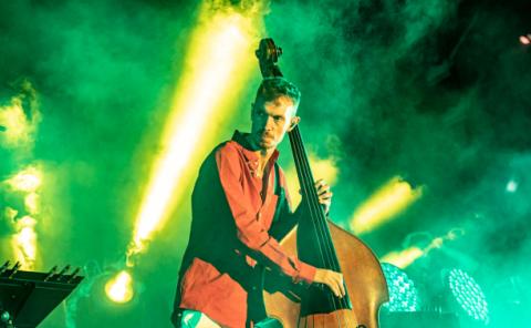 Bass student playing at “La Nit de Berklee”, the farewell concert representing the culmination of a year of work, learning, and achievements.