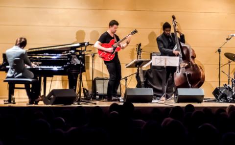 Piano student performing at Fundación Bancaja concert series with his quartet.