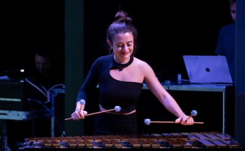 Percussion student performing at one of the multiple performance opportunities offered during the academic year.