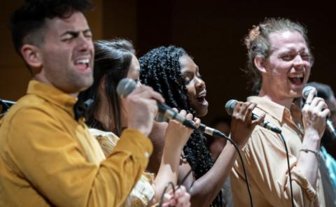 Voice ensemble performing at Fundacion Bancaja, one of the multiple performance opportunities students are offered during the year.