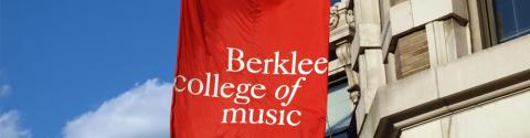 A red flag that reads Berklee College of Music