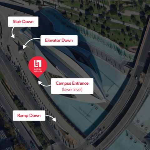 Campus access via stairs or elevator